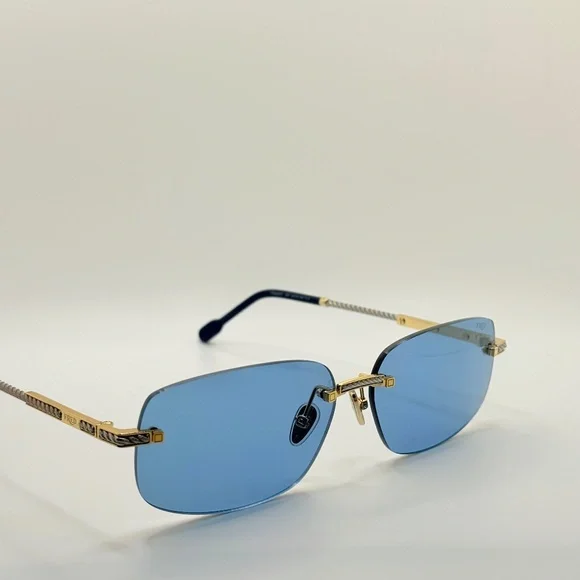 FRED FG40049U 30V Shiny Gold/Blue Sunglasses 60-14-145 NEW (Replacement Box) - Picture 8 of 16
